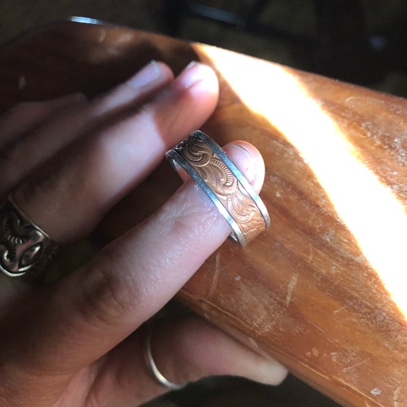 Men’s Engraved Ring Copper & Silver - Picture 2 of 5